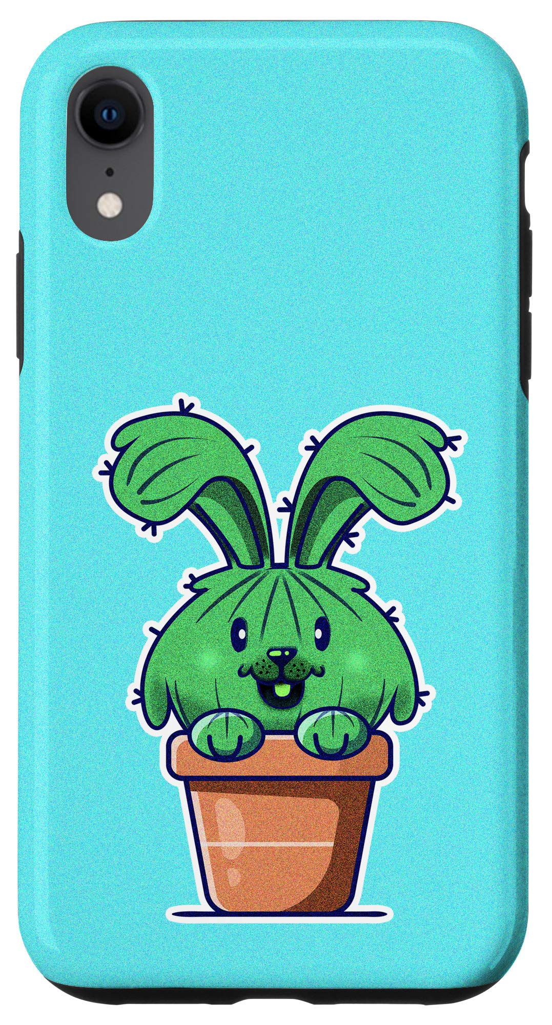 iPhone XR Funny Cute Bunny Ears Cactus Drooping Blue Case