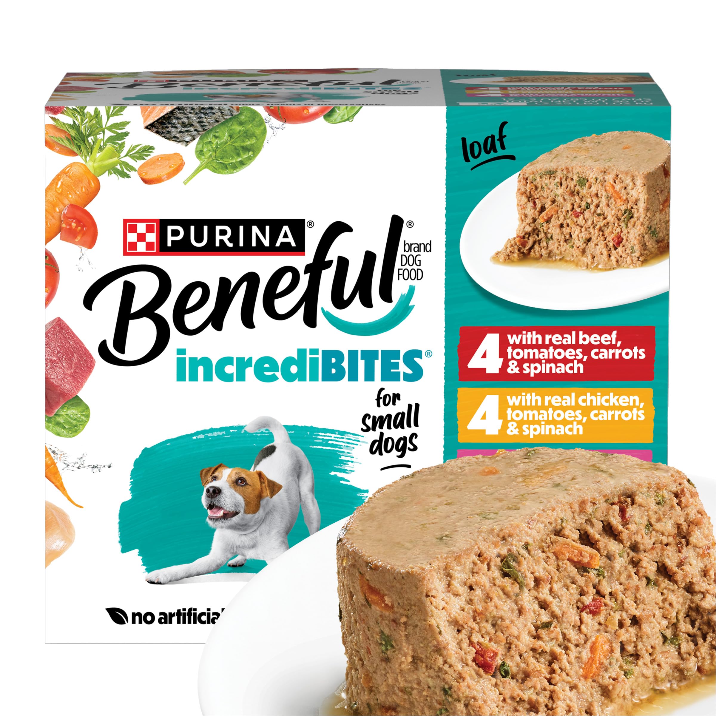 Purina Beneful Small Breed Wet Dog Food Variety Pack, IncrediBites Loaf, Chicken, Beef and Salmon Flavors