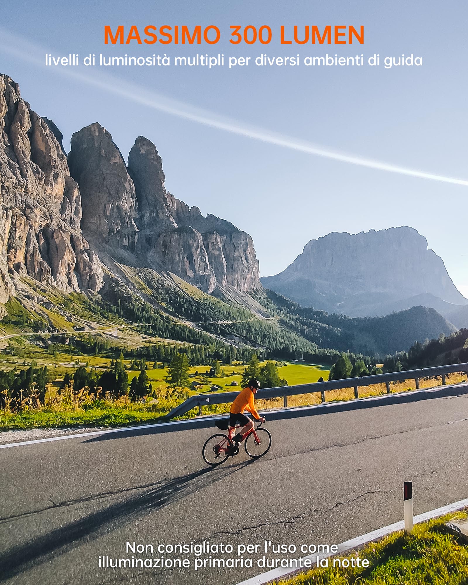 RAVEMEN FR300 Luce Diurna per Bici 300 Lumen Fanalini Anteriori per Bicicletta Compatibile con Garmin/Wahoo Ciclocomputer, 6 Modalità USB C IPX6 Impermeabile (Brevetto Protetto)