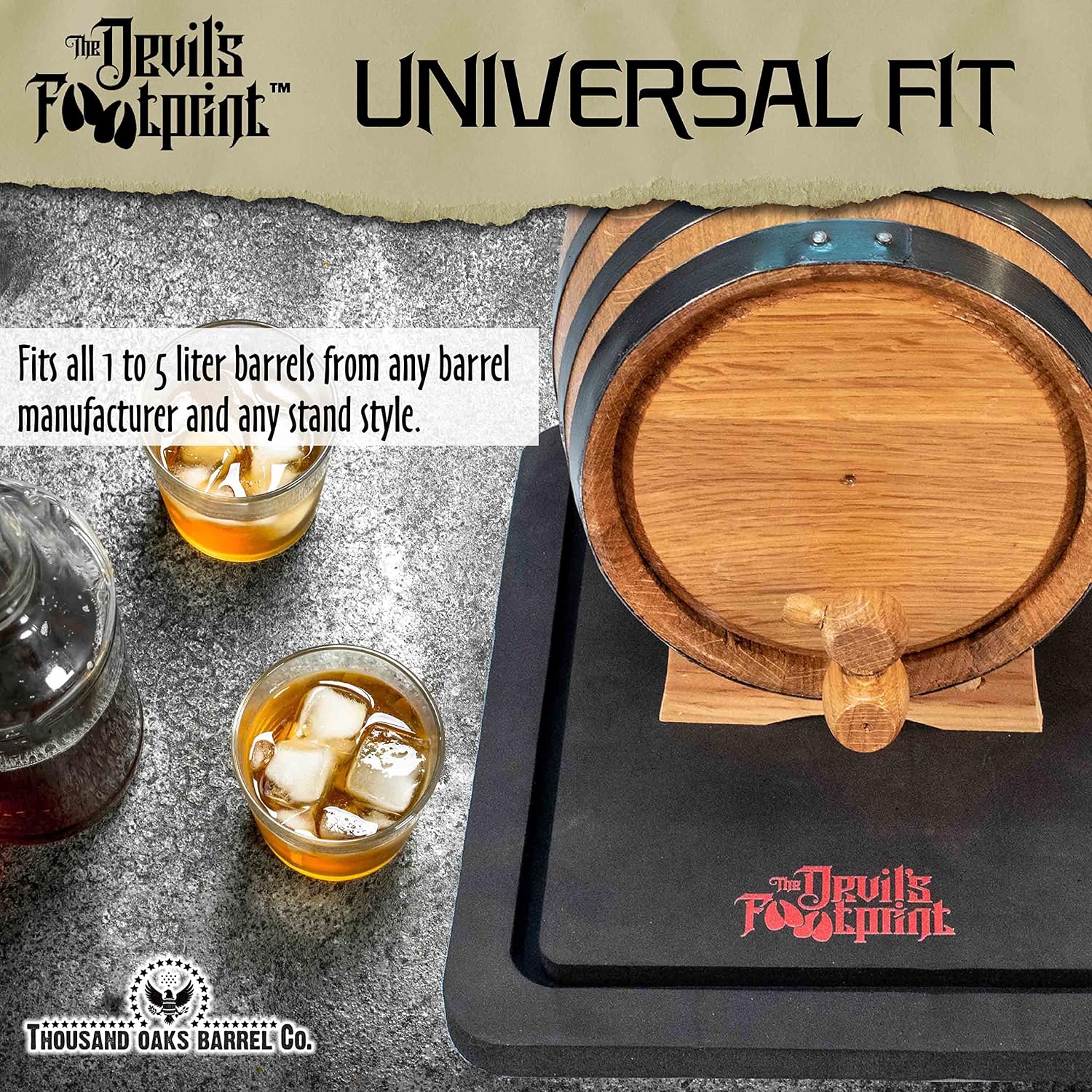 Devil's Footprint Waterproof Whiskey Barrel Mat, Wine Barrel Spill Mat