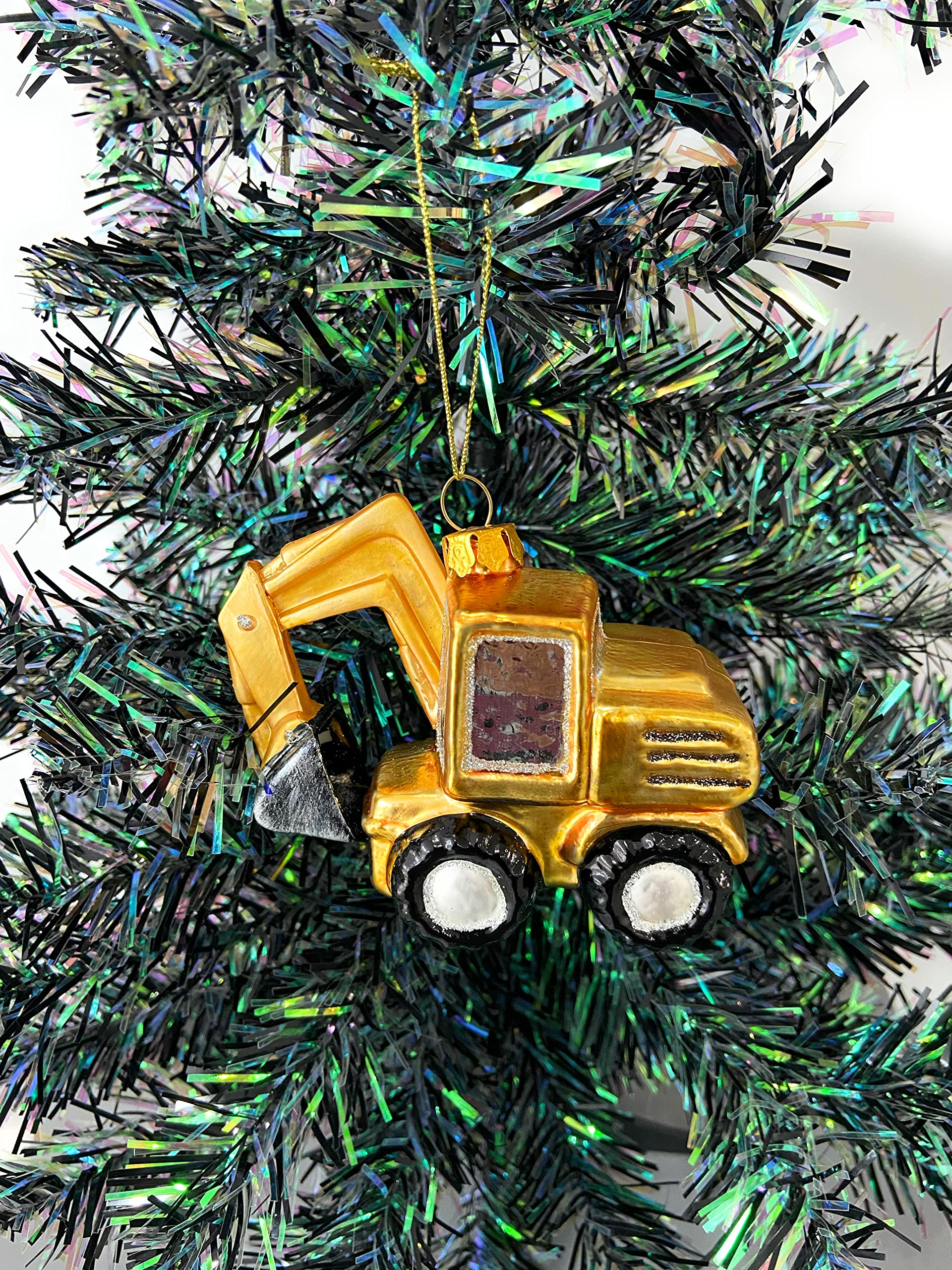 Marissa's Garden & Gift Metallic, Shiny Christmas Glass Digger Christmas Tree Hanging Item