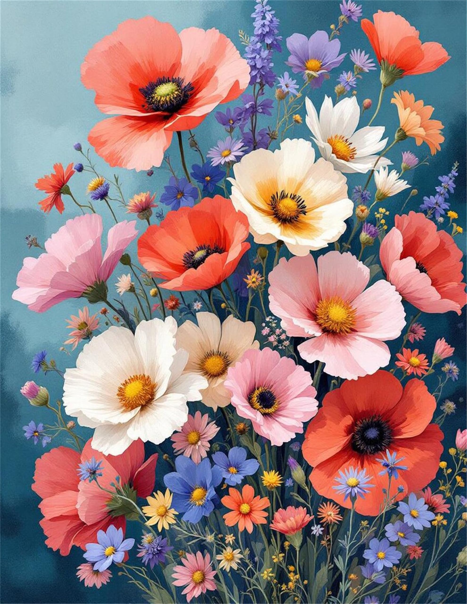 NZNANCHU Diamond Painting Kit for Adults,5D Diamond Art Kits for Beginner,Gem Art,Crystal Kits Round Drill for Home Wall Decor Gifts,Women,Men (flower2)