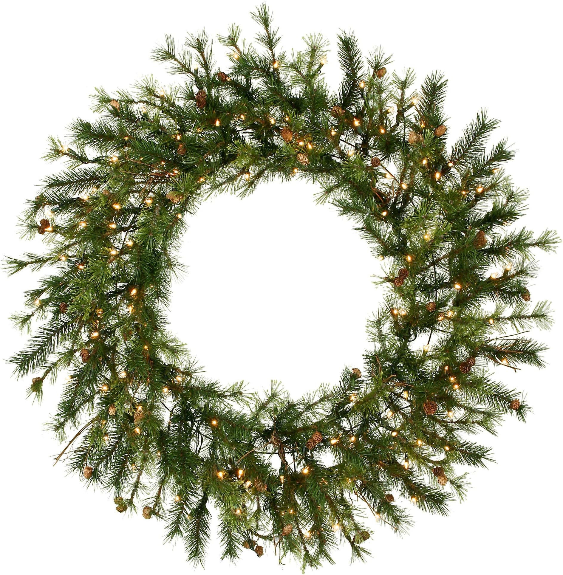 Vickerman 48" Mixed Country Pine Artificial Christmas Wreath, Clear Dura-lit Incandescent Lights - Faux Mixed Needle Christmas Wreath - Indoor Seasonal Home Wall Decor