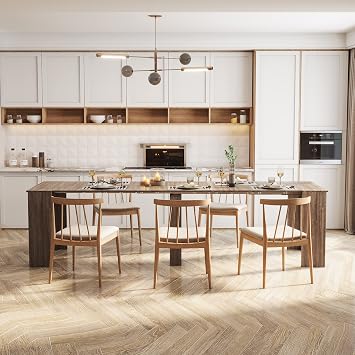 Extendable Dining Table, 118.5" Modern Rectangular Extendable Table, Wooden Kitchen Table Dining Room Table, Long Desk Table Large Console Table Office Table for 6 8 10 12 People White Oak