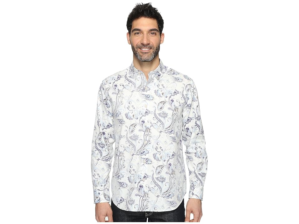 

Tommy Bahama Paulo Paisley Long Sleeve Woven Shirt (Polar Sky) Men's Long Sleeve Button Up