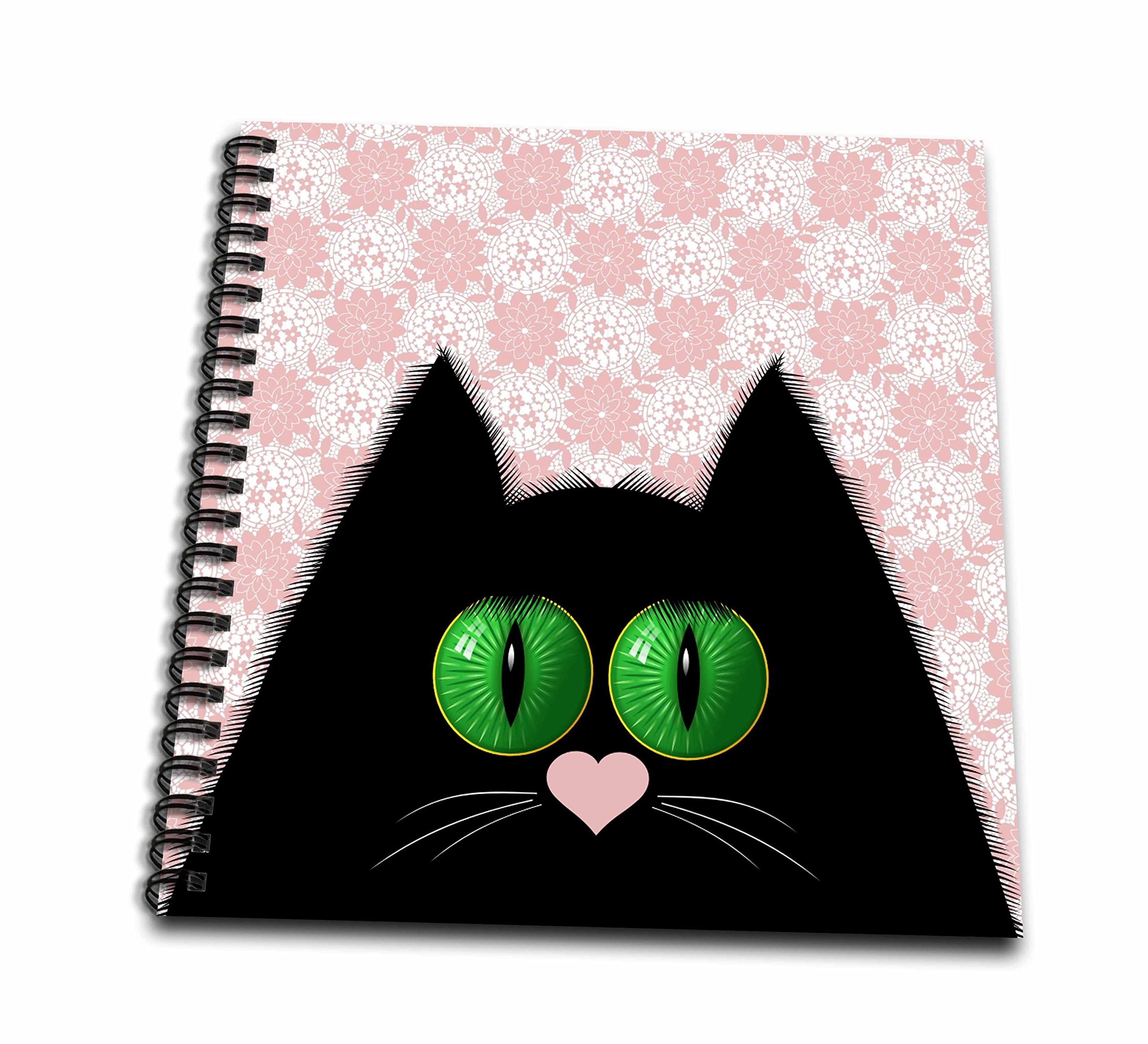 Livre de mémoire Chat Noir aux yeux verts et motif rose floral dainty 32x32cm