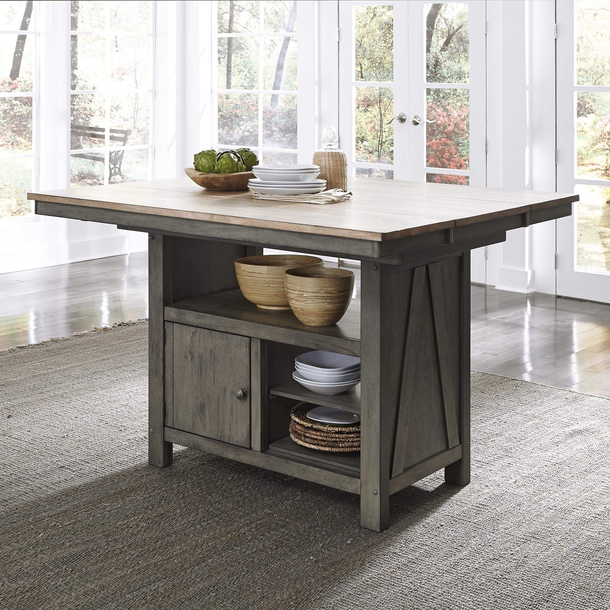 Liberty Furniture INDUSTRIES Lindsey Farm Kitchen Island, W46 x D54 x H36, Light Gray