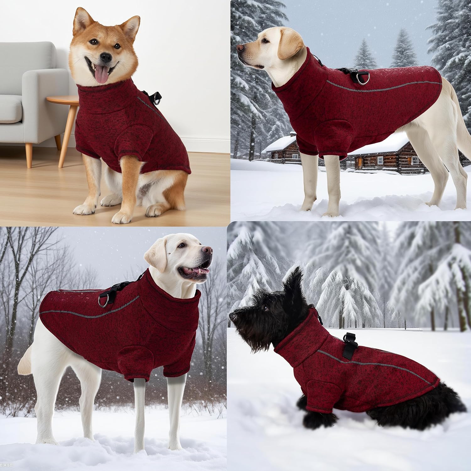 Dog Jackets for Small Dogs Boy, Reflective Fleece Dog Sweater Coat with D-Ring Zipper Up Warm Winter Cold Weather Doggy Clothes, Burgundy Medium