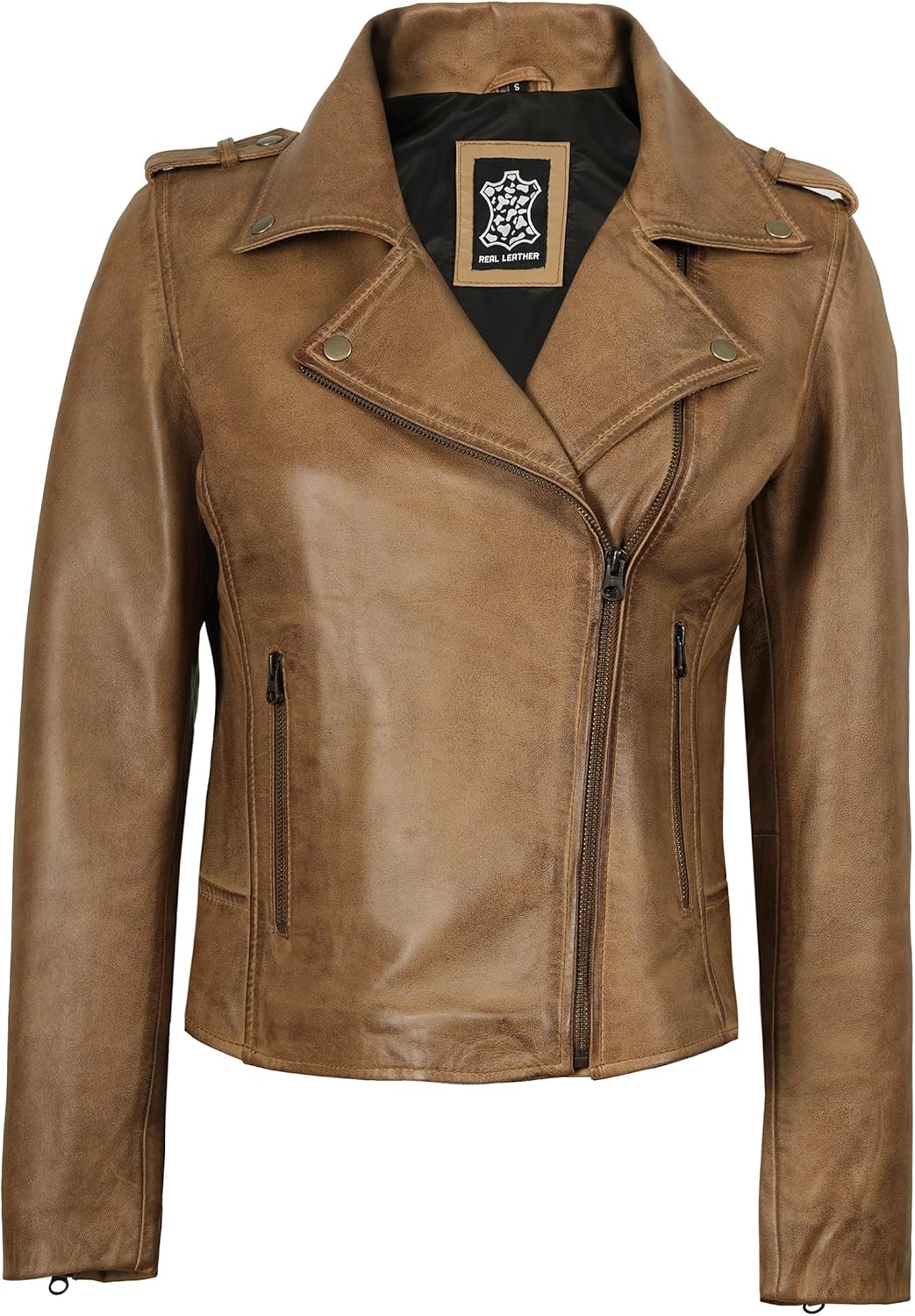 Blingsoul Real Lambskin Leather Jacket Women - Asymmetrical Style Womens Leather Jackets - Image 2