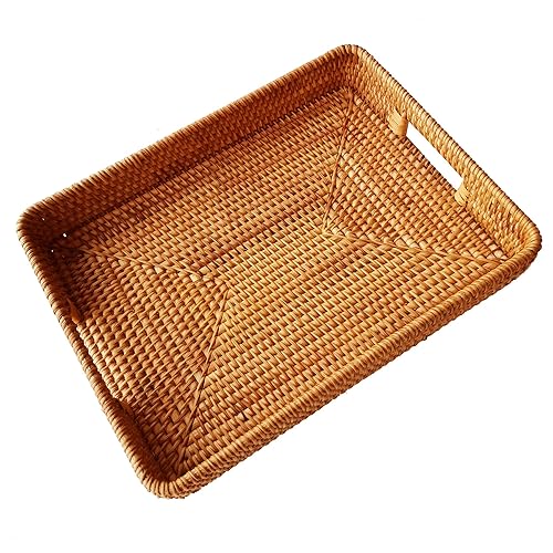 i-lan 15 Inch Large Size Handwoven Serving Tray, Decorative Rectangular
