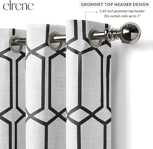 Miniatura 2 de Elrene Home Fashions Kaiden - Cortina geométrica para oscurecer la habitación, panel individual, 52 pulgadas de ancho x 84 pulgadas de largo (1