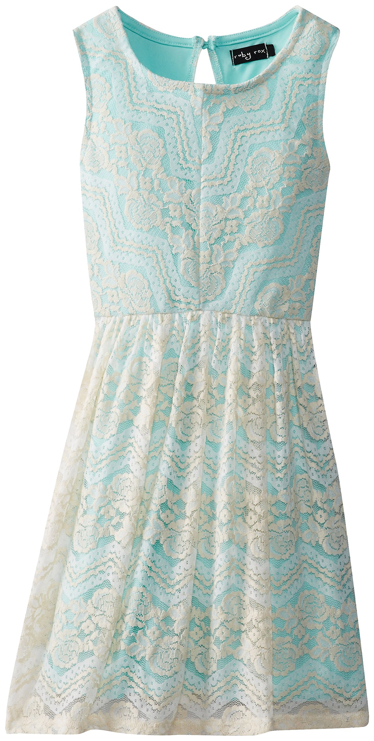 Big Girls' Tank Dress with Patterned Lace Overlay