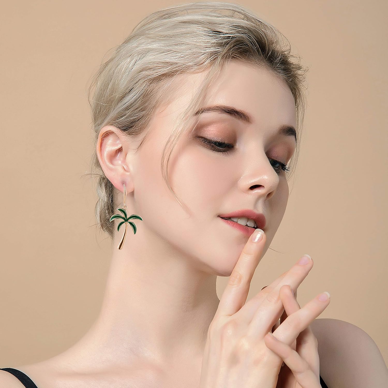 Metal Dangle Earrings for Women Girls Fashion Statement Green Cactus Coconut Palm Tree Flamingo Bird Hypoallergenic Earrings - Image 2