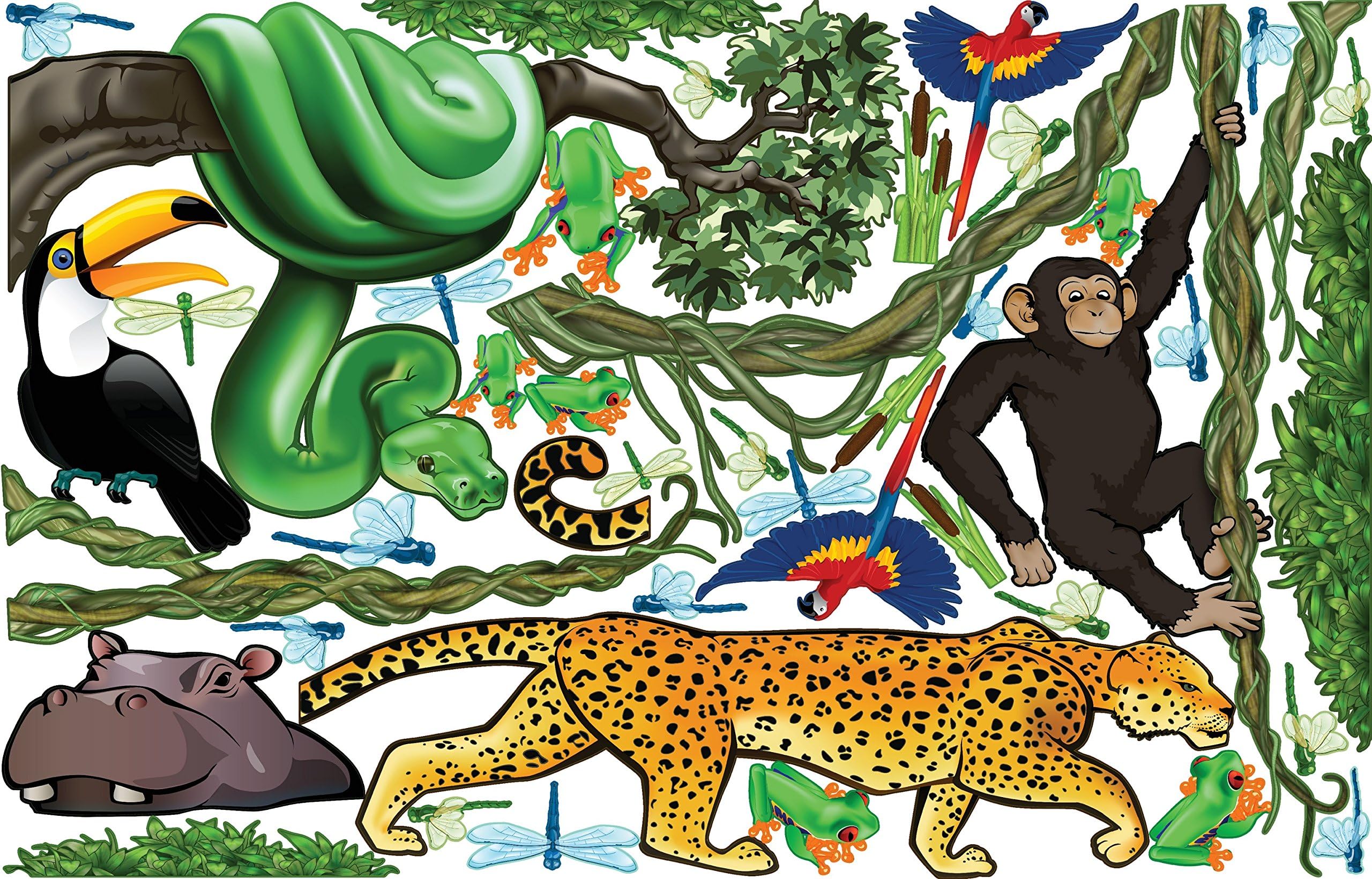 iStickUp Jungle Exploration Removable Wall Decal, M, Natural Green Multi