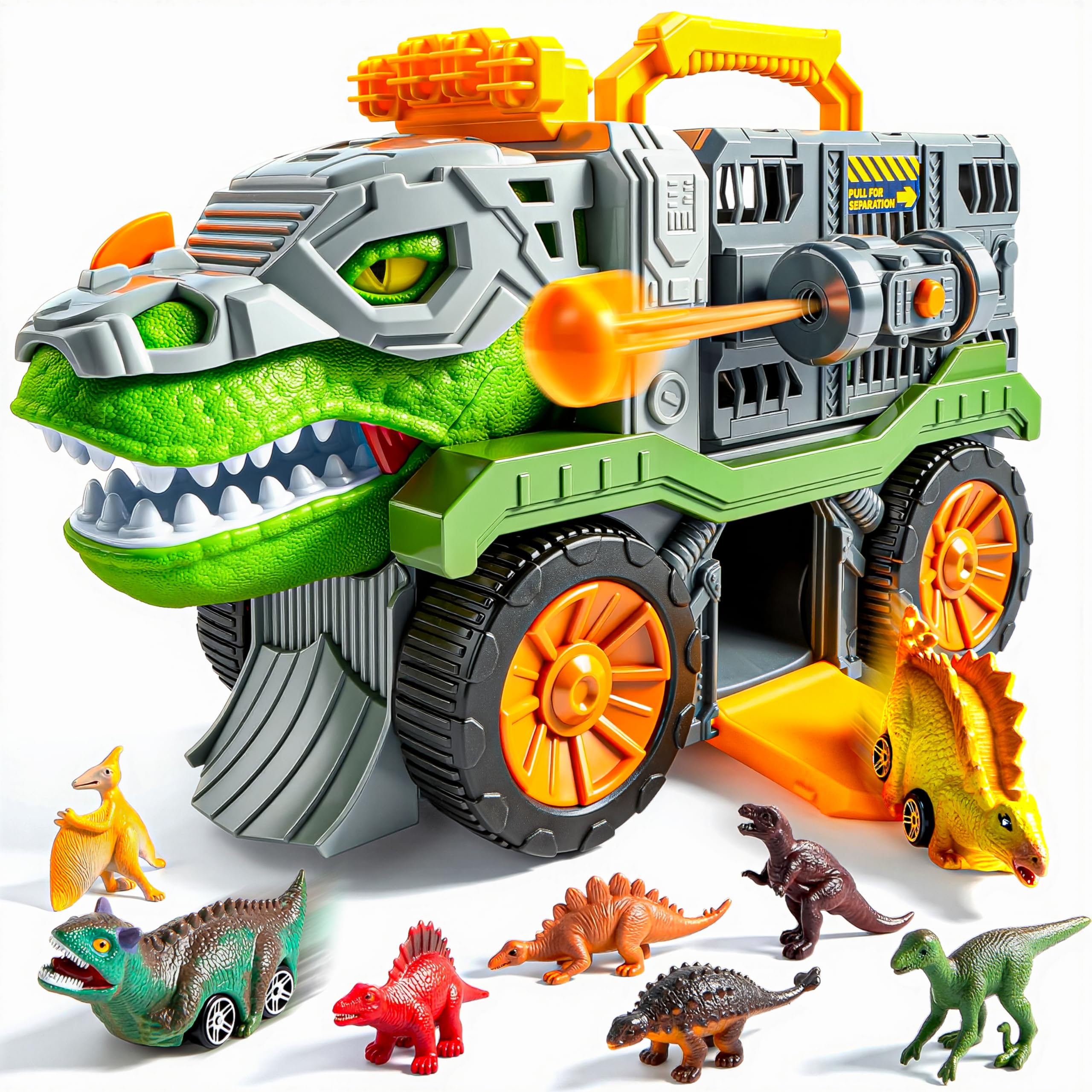 Vroomix Dinosaur Toys for Kids 3-5, Dinosaur Monster Truck with 2 Cars and 6 Figures for Toddlers, Birthday Gifts Toys for 3 4 5+ Year Old Boy, Christmas Great Gifts for Grandkids