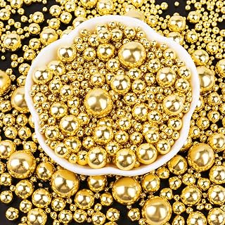 Gold Sprinkles for Cake Decorating, Gold Pearl Sugar Sprinkles Edible Mix Size Cake Candy,Cupcake, Cookies, Ice Cream Toppings, Cake Decorationss Baking,Perfect for Wedding, Christmas Party