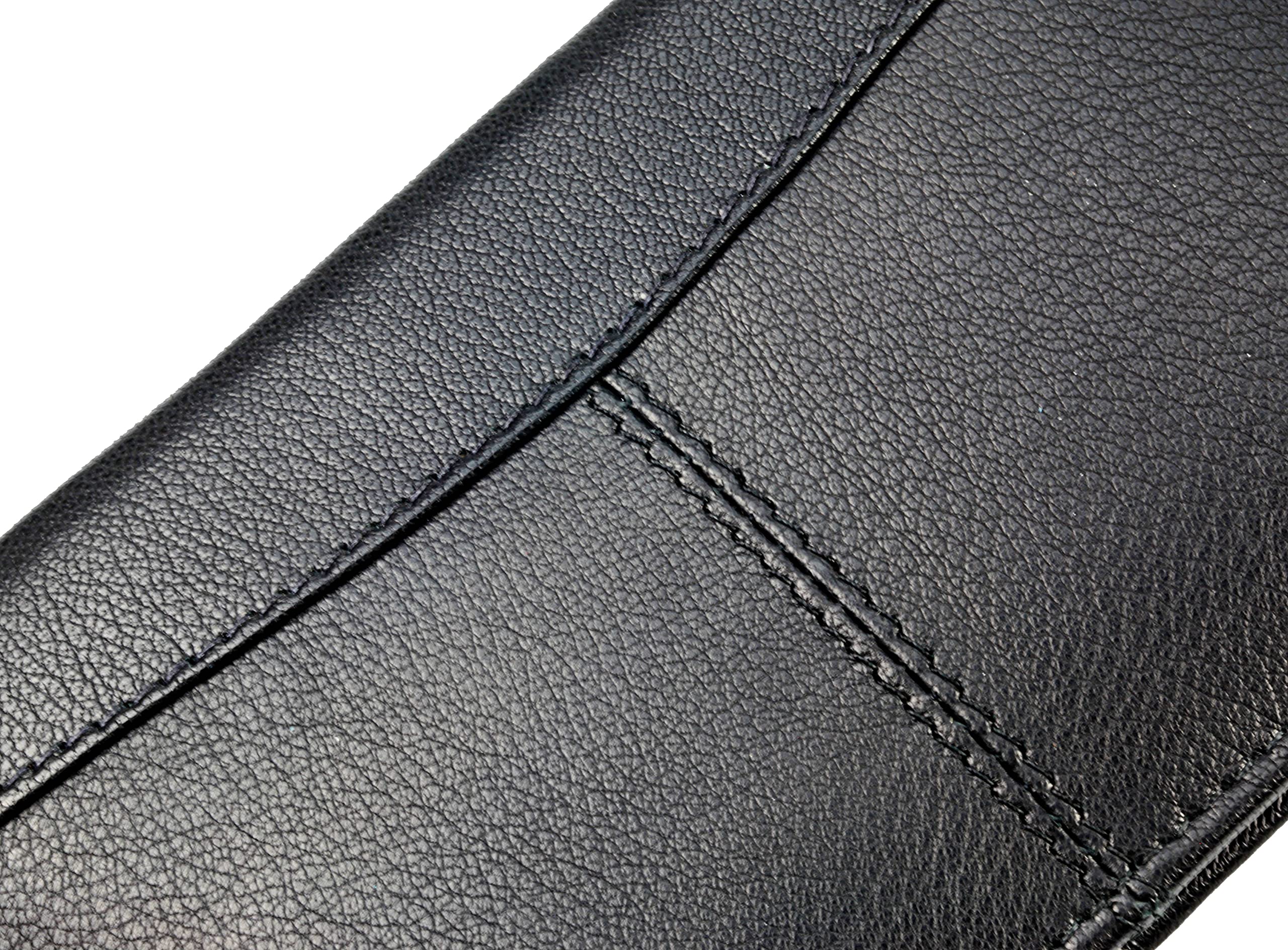 Sonnenschein by Hans Kniebes – Maniküre Set 9-teilig – Nagelschere, Hautschere, Knipser, Pinzette, Feile, Nagelhautdrücker, Nagelreiniger/-messer, Hufstab – Maniküre-Etui aus Nappa-Schafleder Schwarz