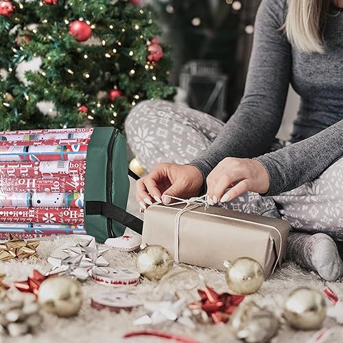 Miniatura 7 de Primode Bolsa de almacenamiento de papel de regalo, organizador de papel de regalo debajo de la cama para almacenar múltiples rollos de papel de