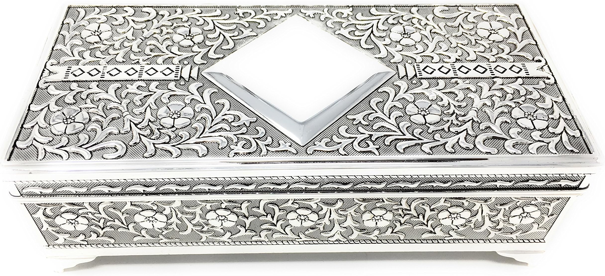 WID Silver Plated Antique Style Trinket or Jewellery Box