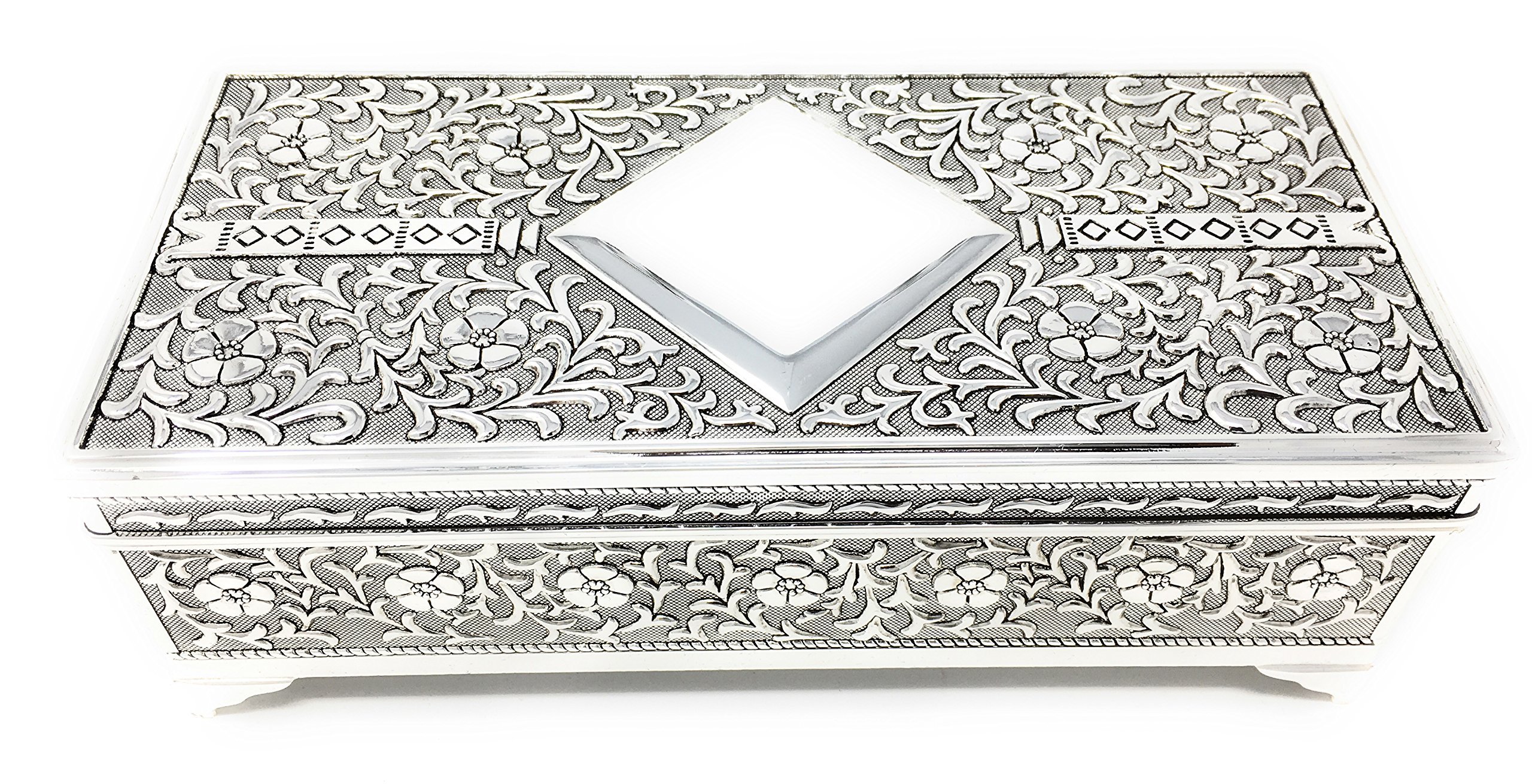 WID Silver Plated Antique Style Trinket or Jewellery Box