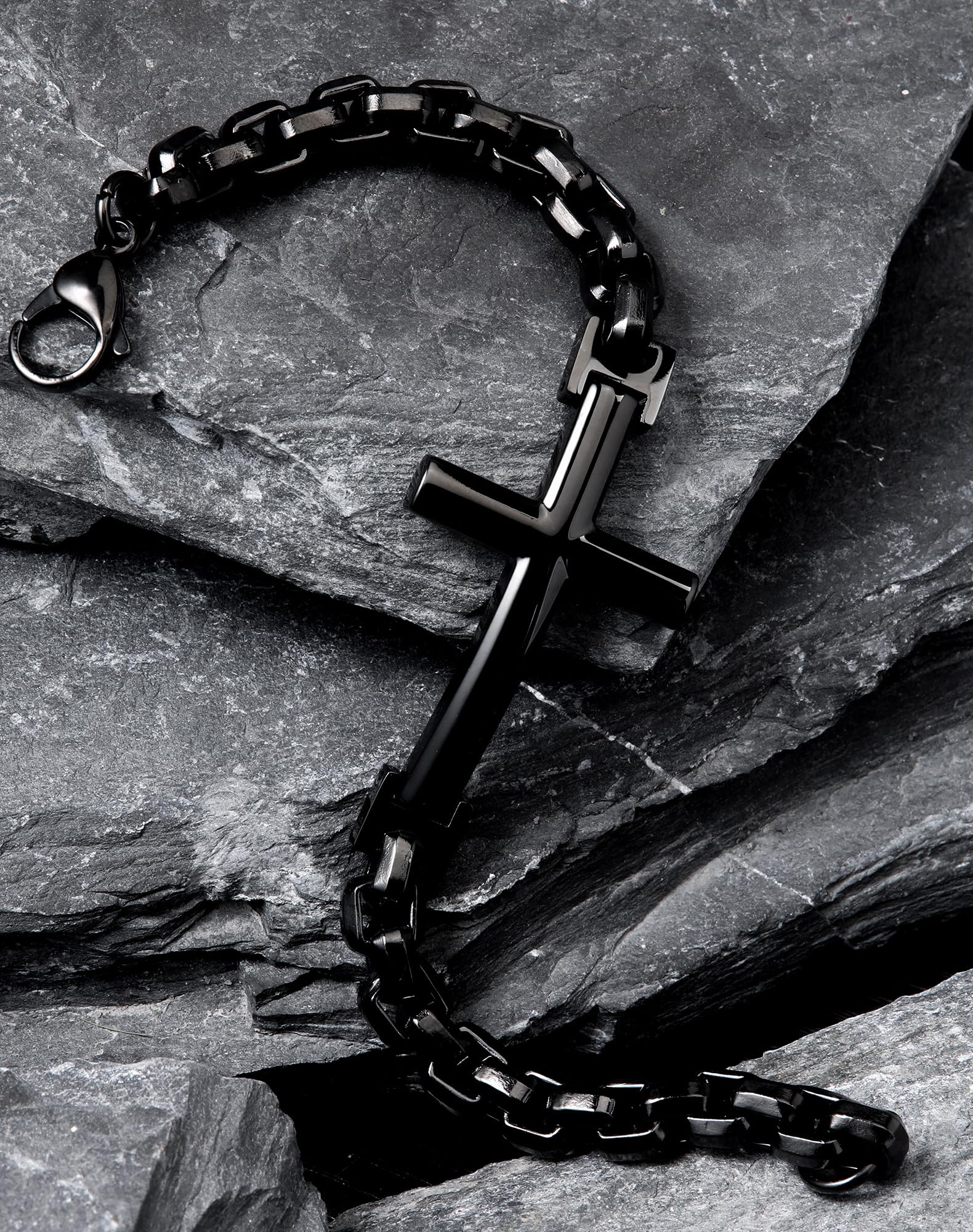 Pulsera de cruz de acero inoxidable para hombre, chapado en oro de 18 quilates, 316L cristiana, joyería religiosa para mujer, Acero inoxidable, Cruz de acero inoxidable 3