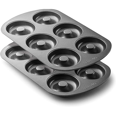 Bellemain Premiere Donut Pan for Baking | Nonstick 12.5 x 8.5” Doughnut Pan with 6-Doughnut Molds | Includes 2 Steel Donut Trays | Make Perfect Bagels and Cake Donuts