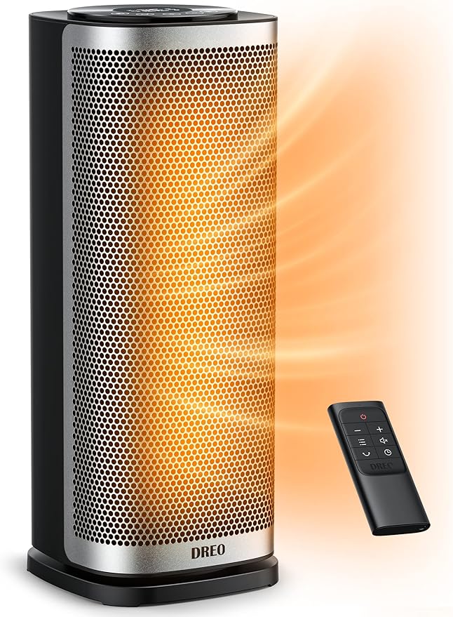 Dreo Space Heaters for Indoor Use, 1500W Fast Heating Ceramic Electric & Portable Heaters with Thermostat, 70° Oscillating with Tip-over & Overheat Protection, Remote, 12H Timer, for Office Bedroom