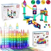 PicassoTiles 70PC Marble Run Race Track + 60PC Magnet Tiles Fun & Creative Playset Bundle STEAM Learning & Educational Sensory Toy for Preschool & Kindergarten Kids Ages 3+, A Classroom Must Have
