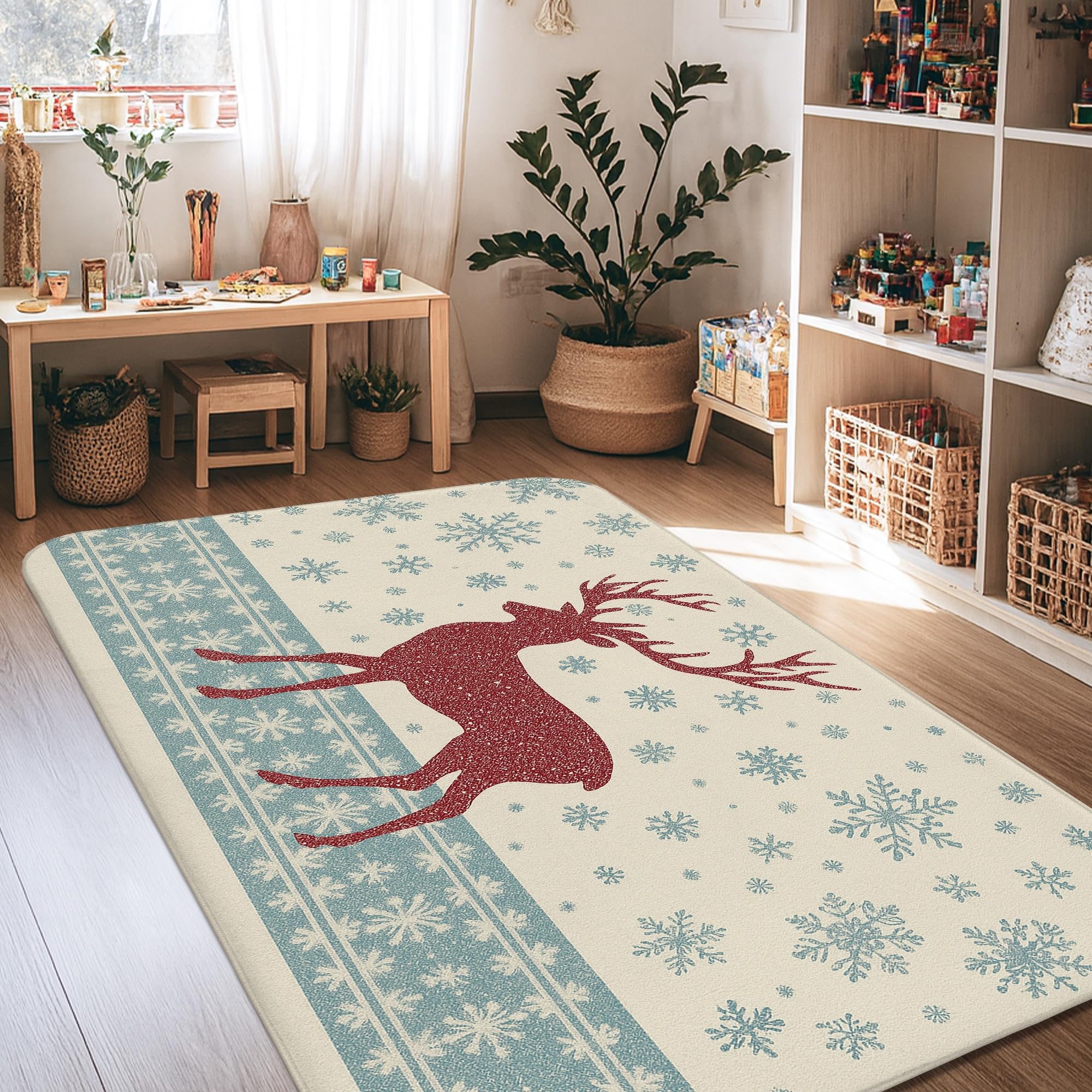 Tapis de sol rectangulaire de Noël, cadeau esthétique pour dortoir et salon
