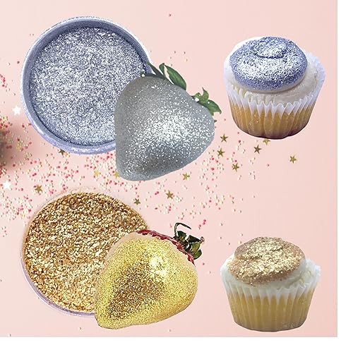 Miniatura 2 de Holograma con purpurina comestible, oro rosa plateado, polvo de diamante para decoración de pasteles, pintura de chocolate, fresas, uso en pasteles,