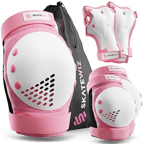SKATEWIZ Juego de equipo de protección para monopatín para niños Smash Almohadillas de patines 6 piezas Coderas de rodillo Derby y rodilleras