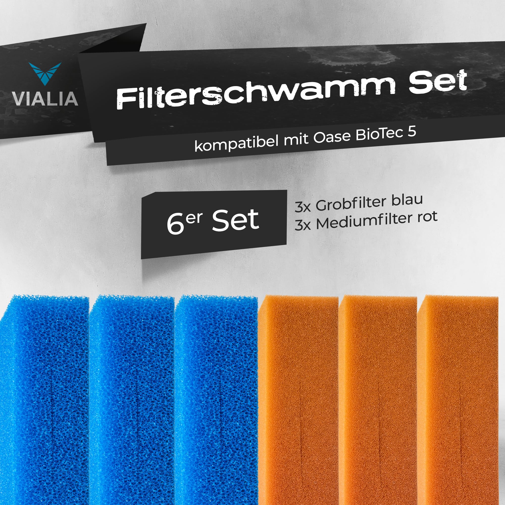 6X Filterschwamm Teichfilter kompatibel mit Oase BioTec 10