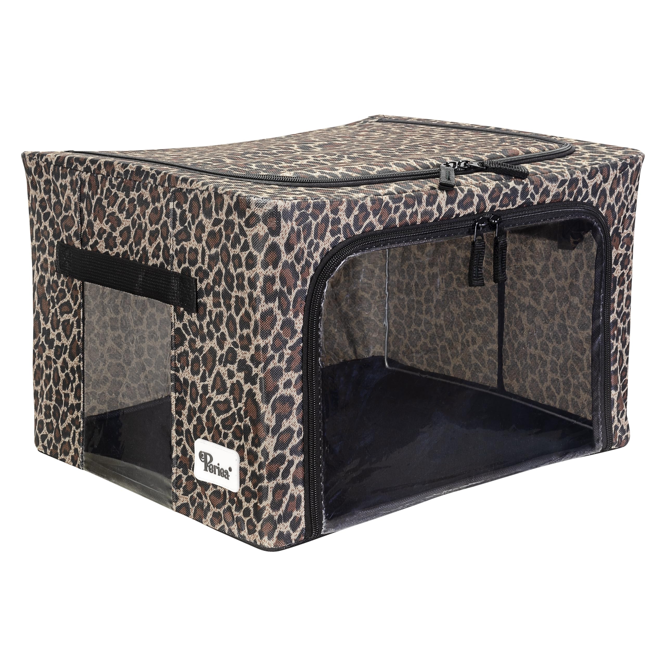 Periea ‘Beau’ Folding Collapsible Stackable Fabric Home Storage Boxes with Steel Frames (Black Grey Floral, Large) — view 60