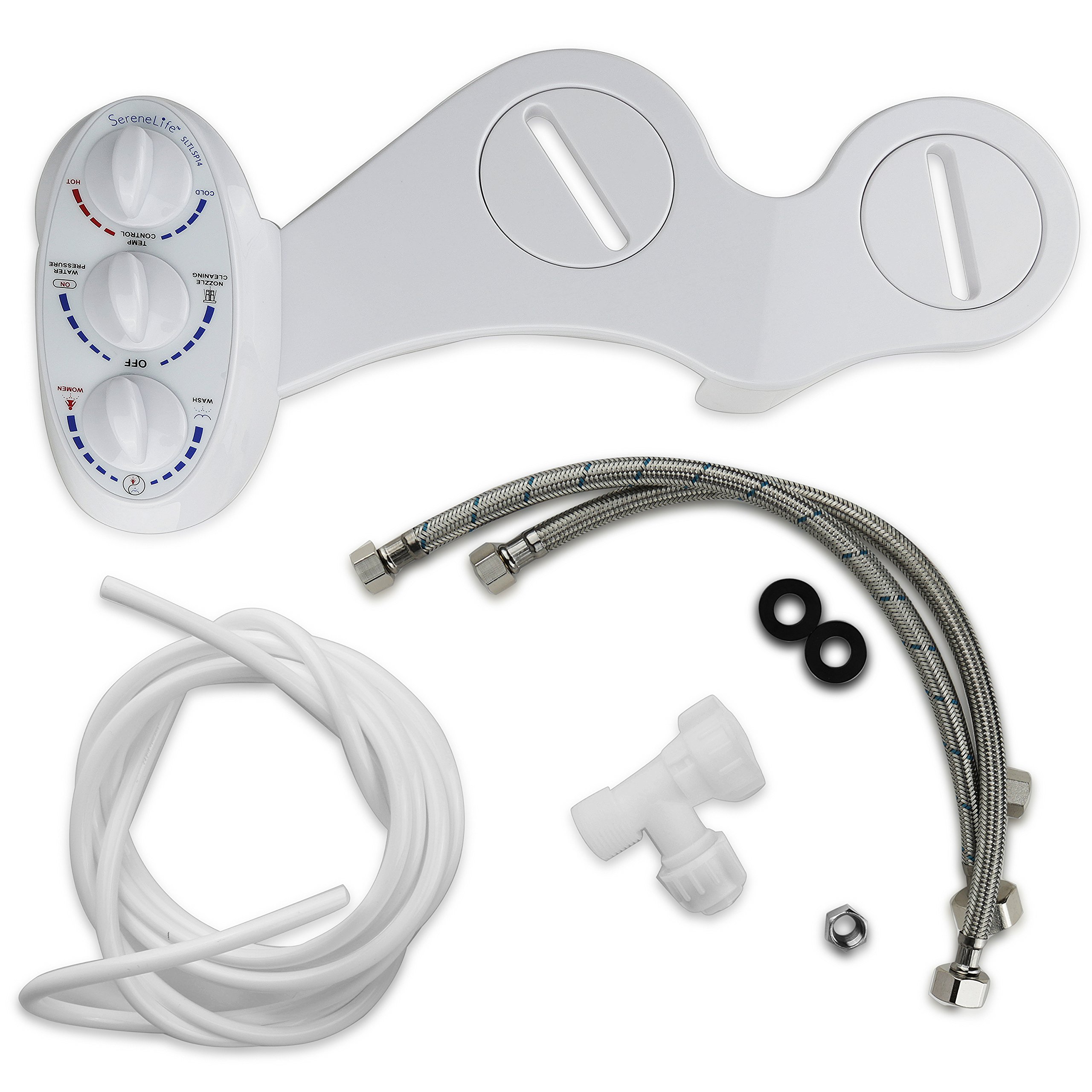 Serenelife - Asiento de bidé para baño, función ajustable de agua fresca y caliente con pulverizador de plástico para una limpieza completa y cómoda, higiene personal no eléctrica estándar