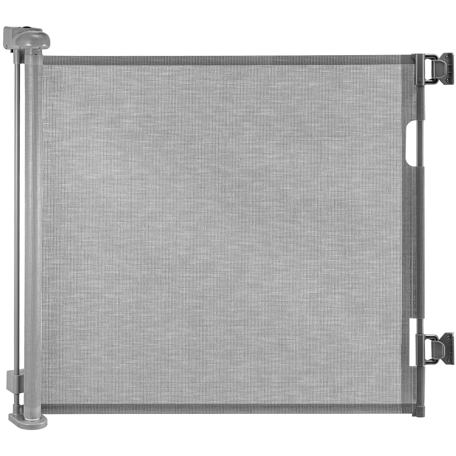 CROWNSHOP Stair Gate, Retractable Stair Gates for Baby and Dogs, Extends up to 118" Wide, 33" Tall One Handed Operation, Baby Gate for Doorways/Hallways, Grey