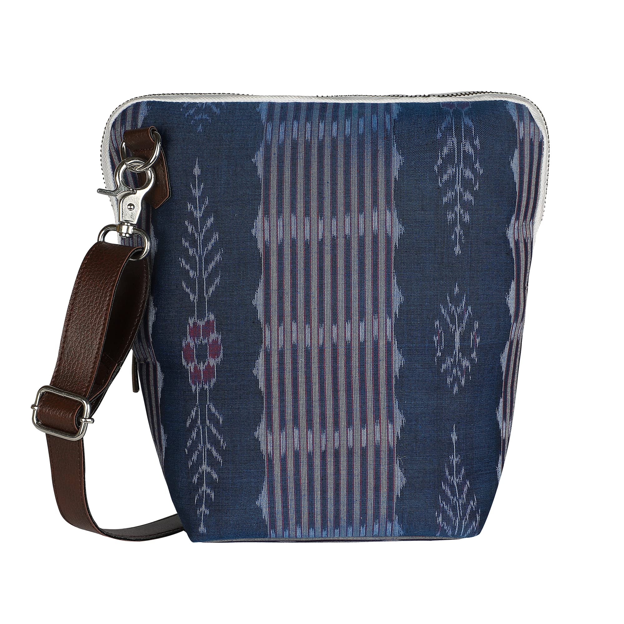 SHILPKRITI INDIAShilpkriti Handloom Cotton Fabric Sling Bag, Modern Authentic Handmade Sling Bag, with Leather Strap, Eco-friendly & Sustainable, For Outdoors, Party, Casual