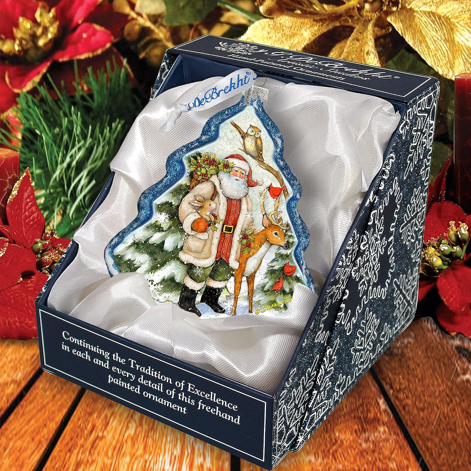 G.DeBrekht Santa in The Forest Glass Ornament by Susan Winget - 762-209-SW