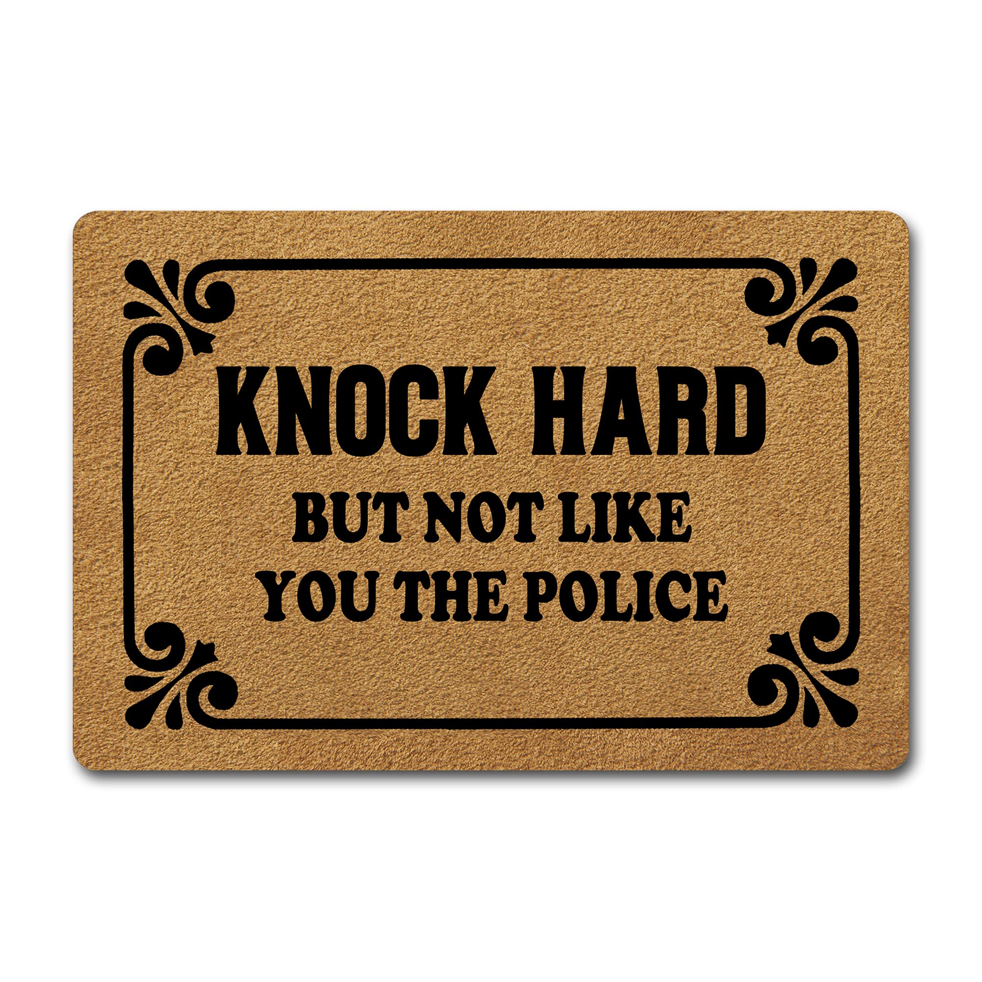 FunXiLin Funny Welcome Doormat(23.6 x 15.7 inch) Non-Slip mat Gift mat Personalized Home Decor mats for in Door Kitchen Entrance Rugs and Mats (Knock