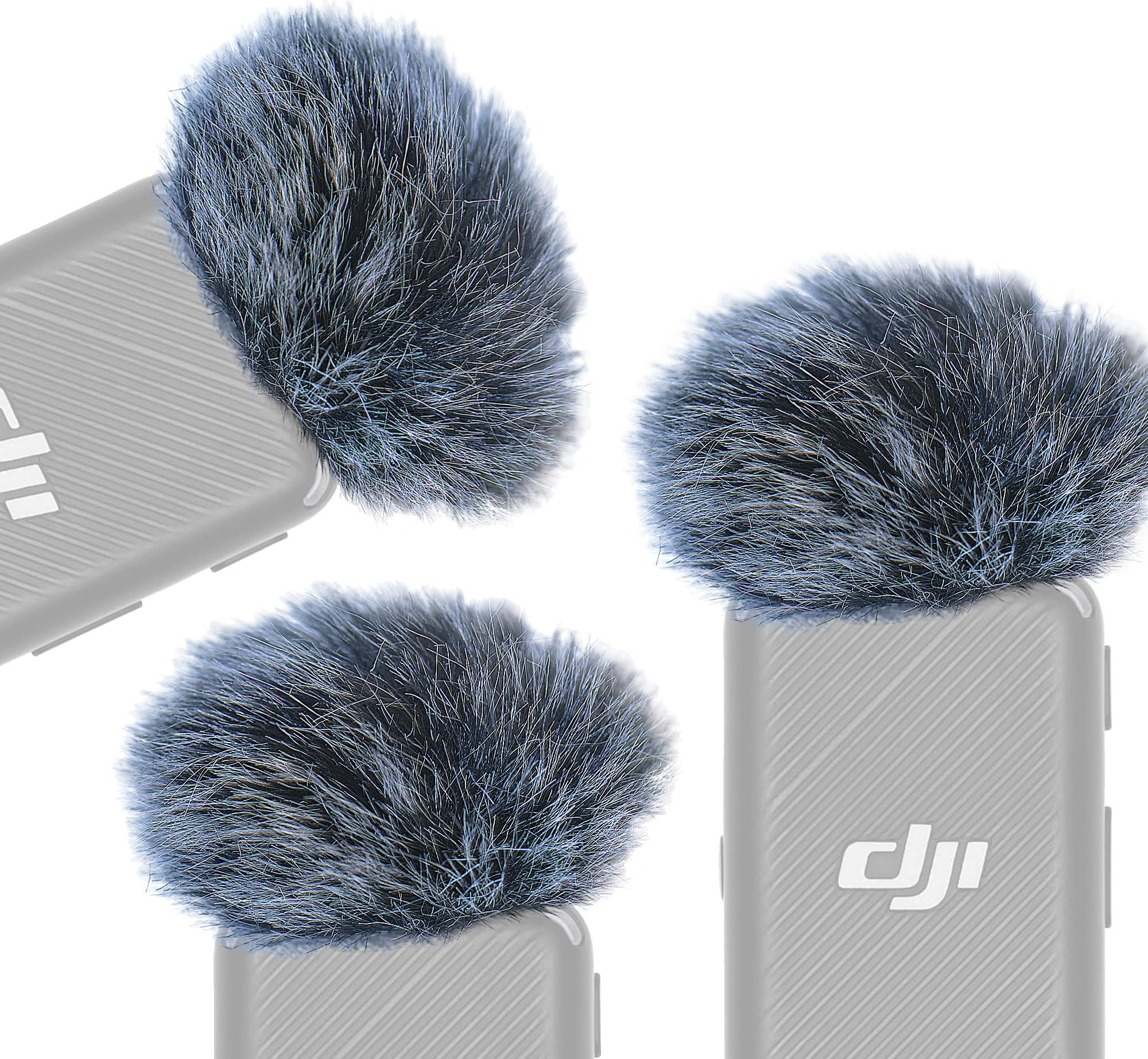 Microphone Deadcat Compatible with DJI Wireless Lavalier Microphone, Microphone Windscreen Wind Shield Muff Wind Blocker Protection Windjammer 3 Pieces Black