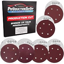 ProductionShop Premium 9" Red 6-Hole Pattern Sanding Discs, 30 Disc Variety Pack, Grits 60, 80, 120, 150, 180, 220 - Dustless Hook & Loop Backing Sandpaper for Drywall Power Sander, Woodworking Paint