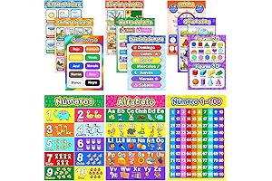 Blulu 12 Pcs Spanish Classroom Posters: Fun and Interactive Toddler Spanish Learning