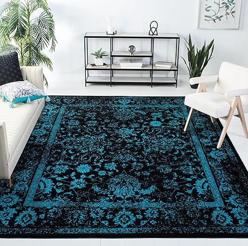 Miniatura 451 de Safavieh colección Adirondack - Alfombra de área, 6 x 9 pies, gris y azul, diseño oriental desgastado, no desprende pelusa, fácil cuidado, ideal