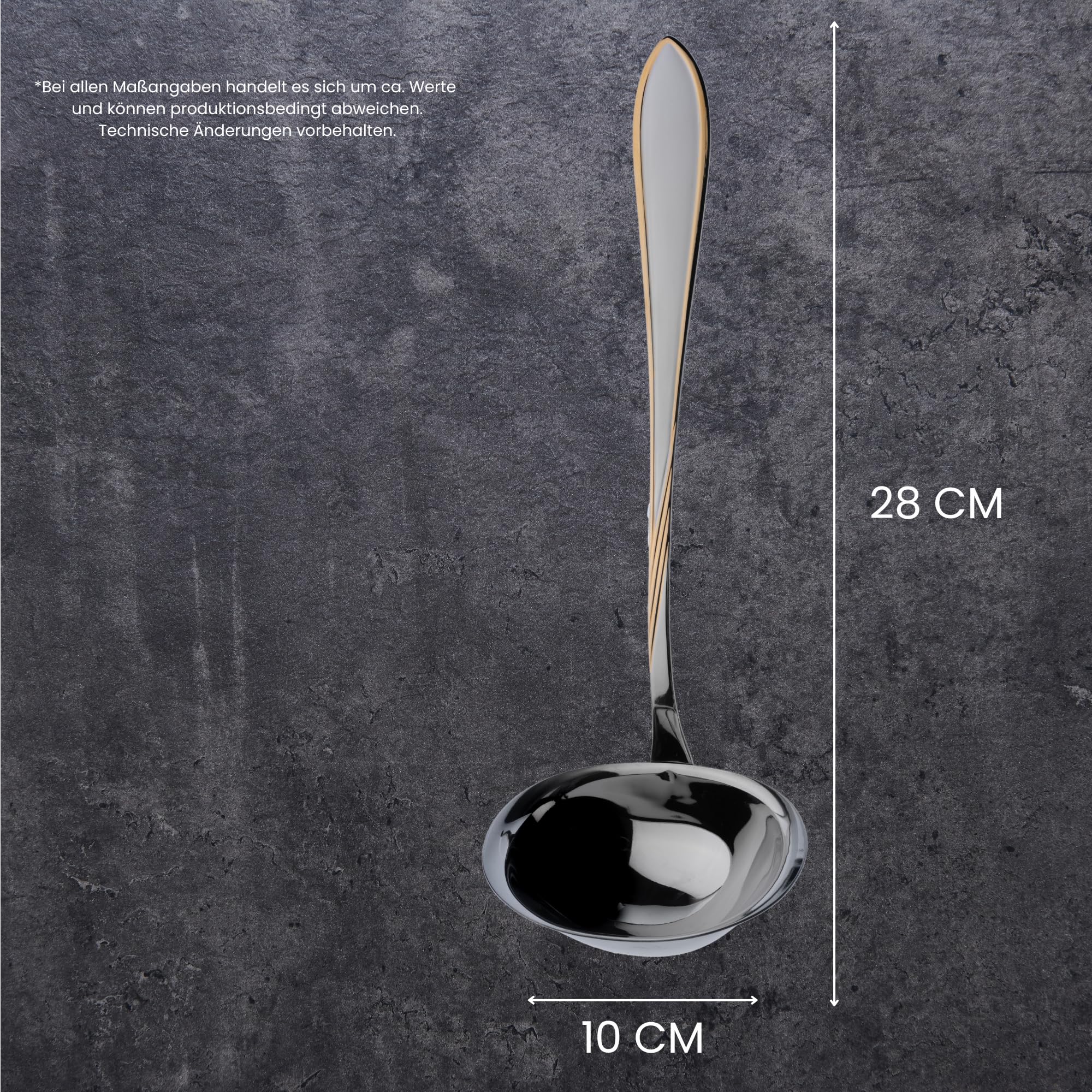 Gehring Solingen Focus Louche à soupe décorative plaquée or I Louche à soupe en acier inoxydable 18/10 I Louche à sauce I Passe au lave-vaisselle I Fabriqué en Allemagne