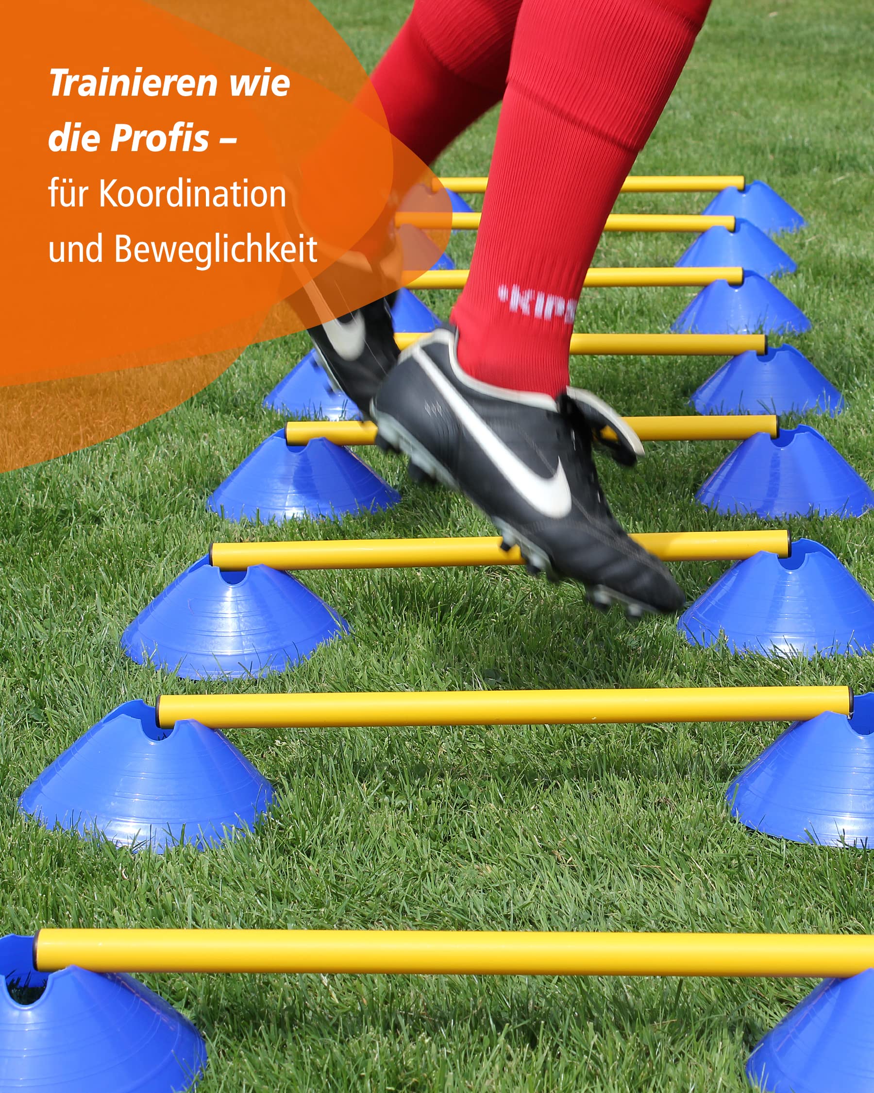 SPORTIKEL24 Cavaletti-Hürden 5er-Set – Blau/Gelb – mit Tragetasche – für Agility, Reha & Sport - höhenverstellbar & mobil