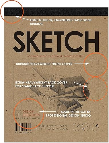 Miniatura 3 de Design Ideation SKETCH Bloc de dibujo de papel multimedia para lápiz, tinta, marcador, carbón y pinturas de acuarela. Ideal para arte, diseño y