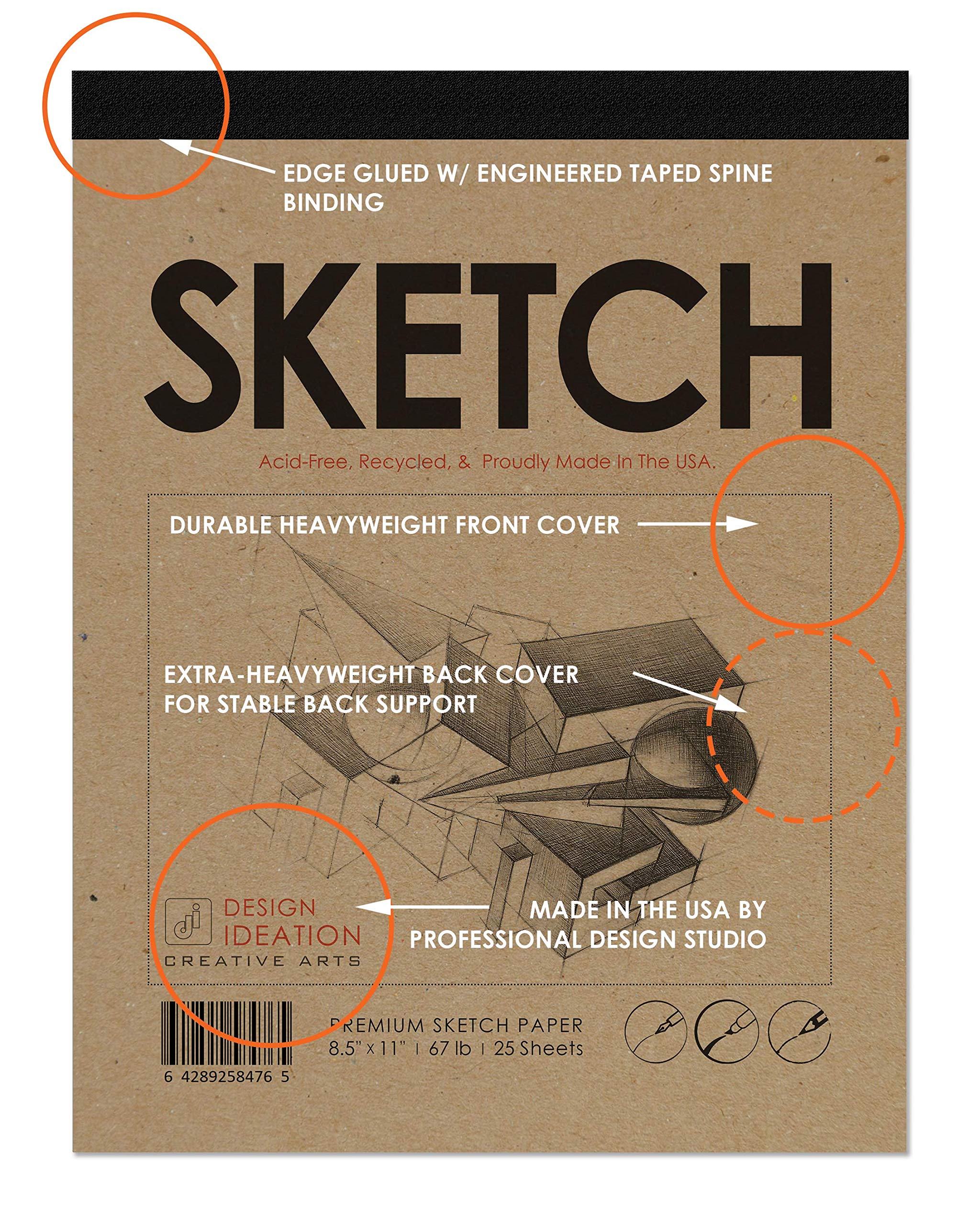 Design Ideation Szkic: Multimedialny papierowy szkicownik do ołówków, atramentów, markerów, farb węglowych i akwarelowych. Świetny do sztuki, projektowania i edukacji. (21,6 cm x 28 cm)