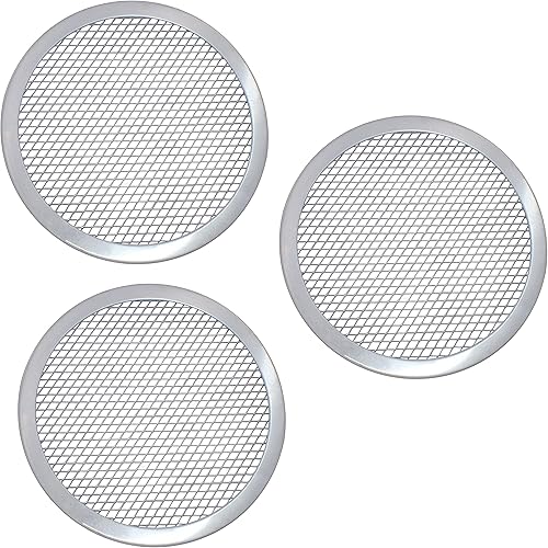 Pantallas para hornear pizza, pantallas de aluminio sin costuras para hornear, bandejas de malla para hornear, juego de 3 (8 pulgadas)