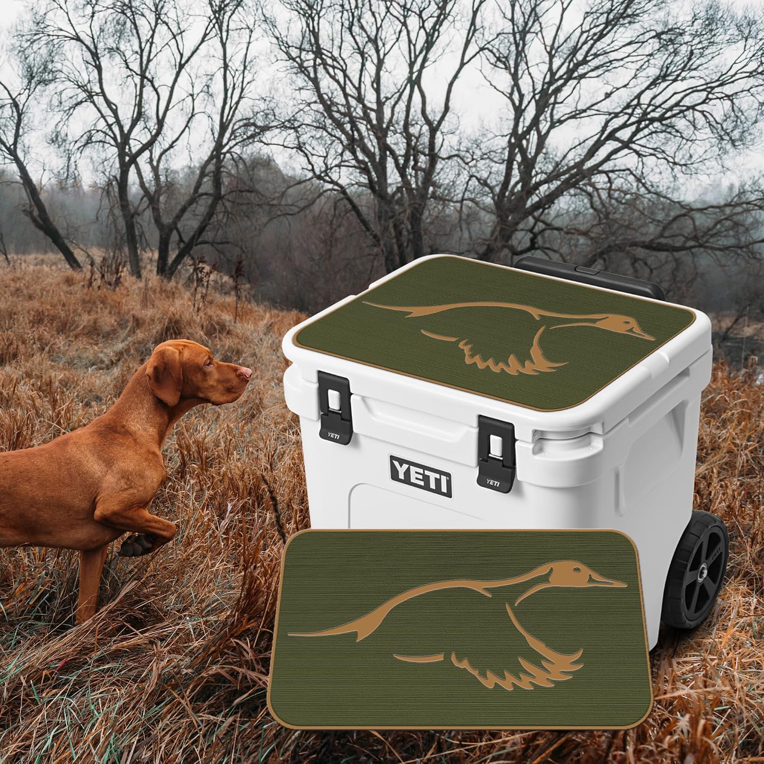 USATuff SeaDek EVA Mat Cooler Pad fits YETI | Peel & Stick Application | Non Slip Comfort Accessories - Duck Solo Hunting Design (OliveGreen-Mocha)