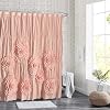 Homechoice Decor Farmhouse Ruffle Shower Curtain with Handmade 3D Flowers, Vintage Fabric Shower Curtains for Bathroom, Decorative Luxury Bathroom Curtain with 12 Holes, Peach Pink, 72" x 72" (LQ-41)
