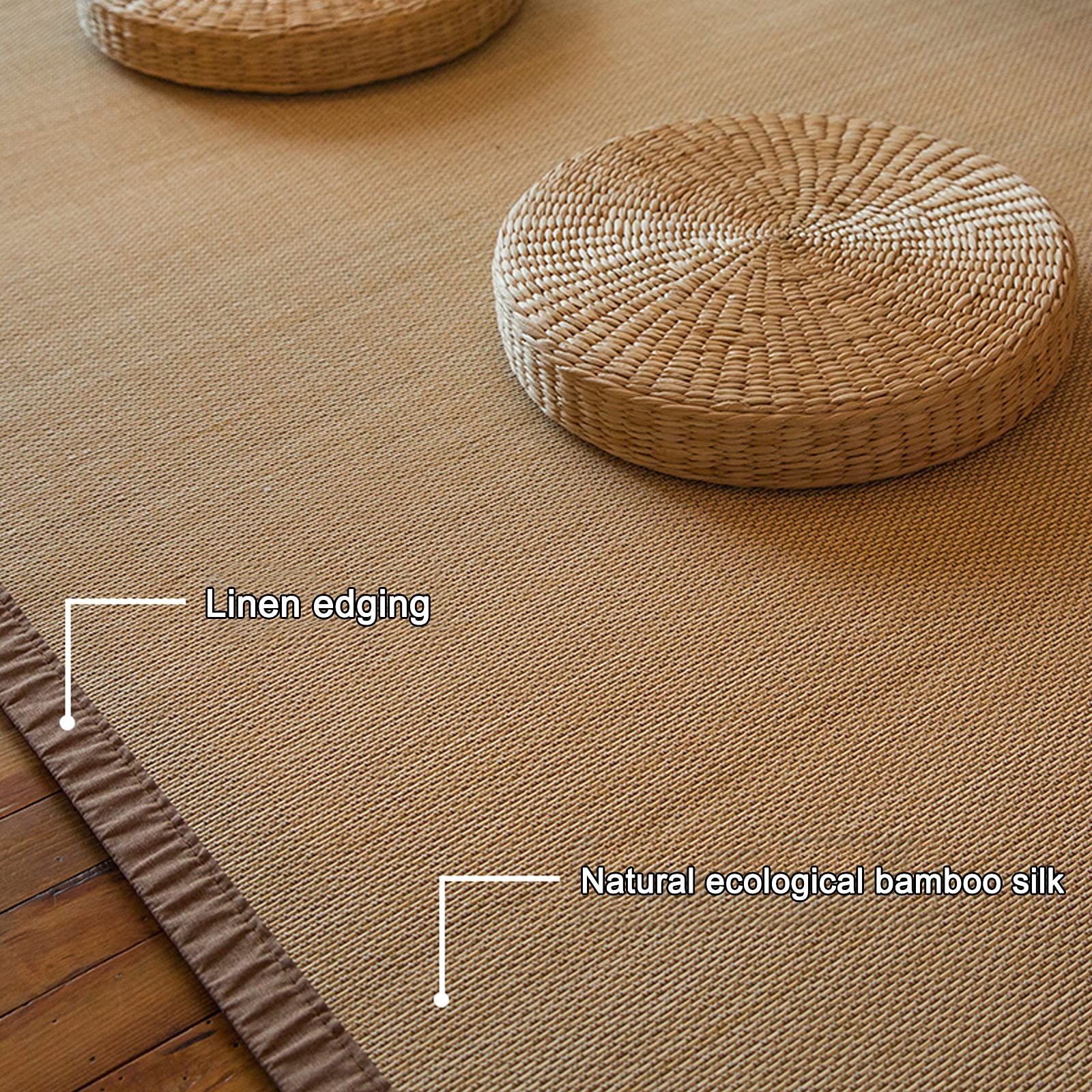 Naturfaser Bambusteppich,Strapazierfähiger Bordürenteppich,Rutschfester Teppich Bambus,2,5cm Dicker Bambusmatte,Aufrollbar,für Wohnzimmer Schlafzimmer Tee Raum Zen-Raum (W115xH250cm/45.3"x98.4")